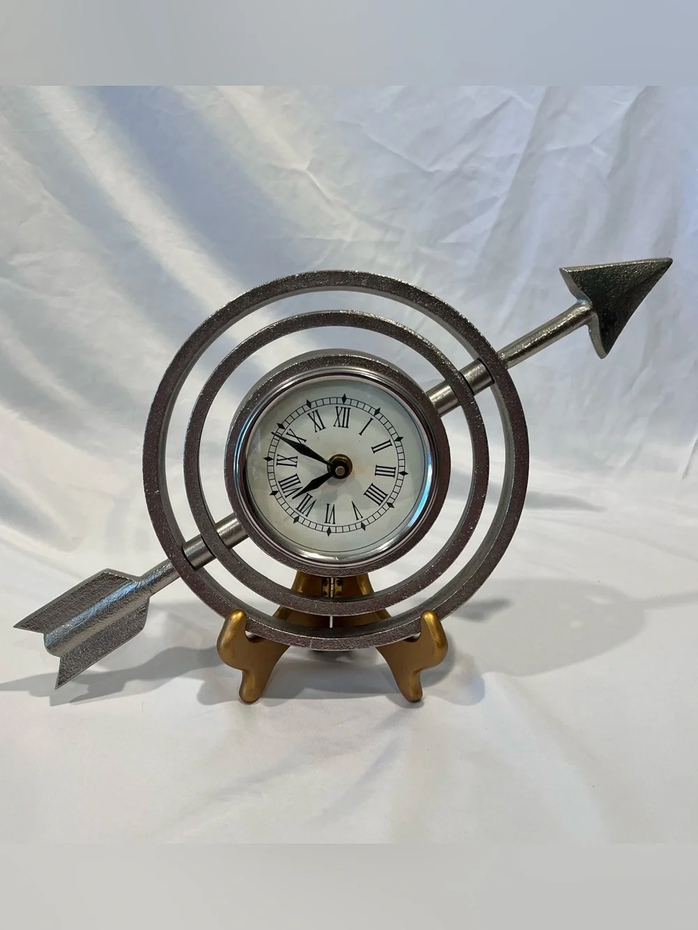 Arrow Wall Clock Roman Numeral Metal Statement Decor